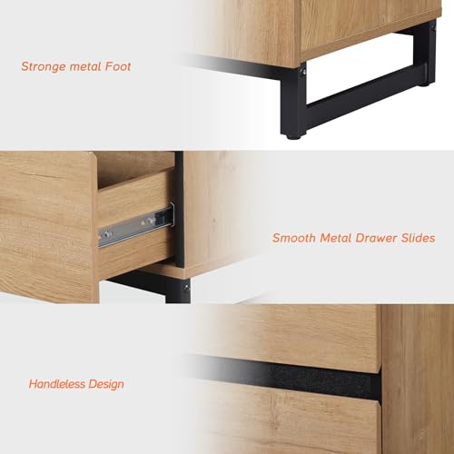 Brown Buffet Cabinet with 3 Drawers and Metal Base G2808