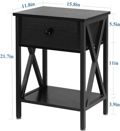 Dark Black End Side Table with Cabinet X7225