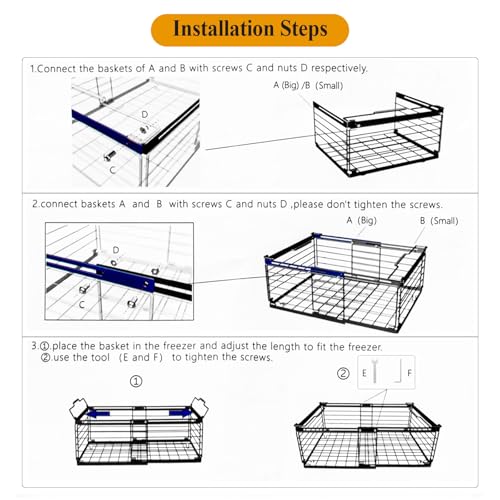2 Pack Stackable Large Metal Freezer Organizer Bins W57090