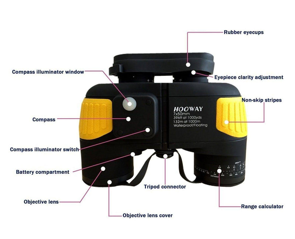 7x50 Waterproof Fogproof Binoculars with Compass Q6261