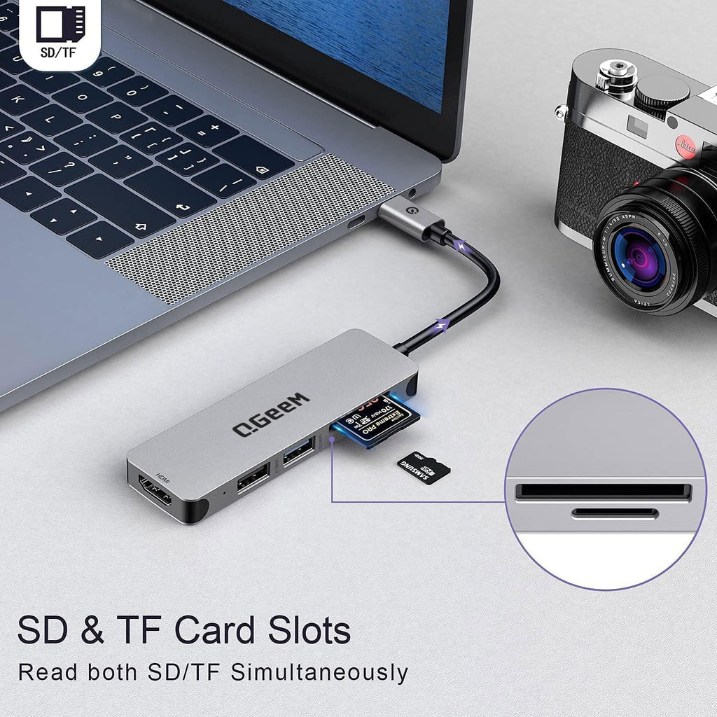 5 in 1 USB C to HDMI Adapter with 4K HDMI Output, USB 3.0, SD/TF Card Reader V6357