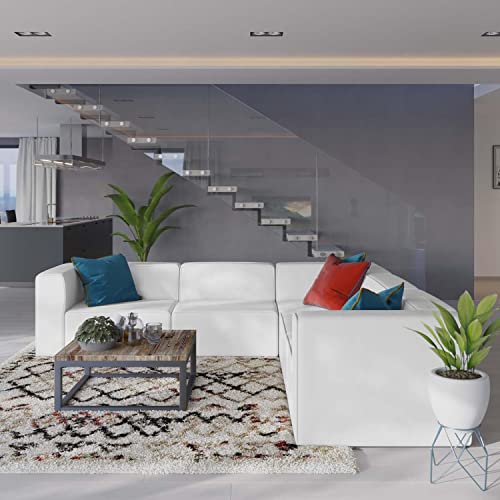 White Vegan Leather 5-Piece Sectional Sofa L843591
