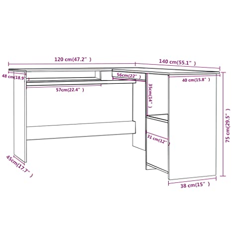 L-Shaped Corner Desk Sonoma Oak 47.2"x55.1"x29.5" Engineered Wood I330