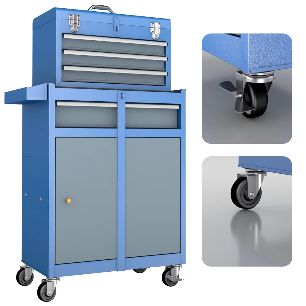 Trolly Tool Chest Rolling Tool Cabinet Detachable 4 Drawer with Adjustable Shelf Wheels D346