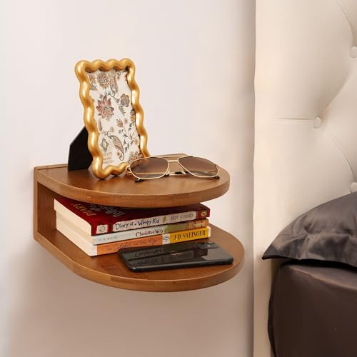 Walnut Wood Wall Mount Floating Nightstand M58534