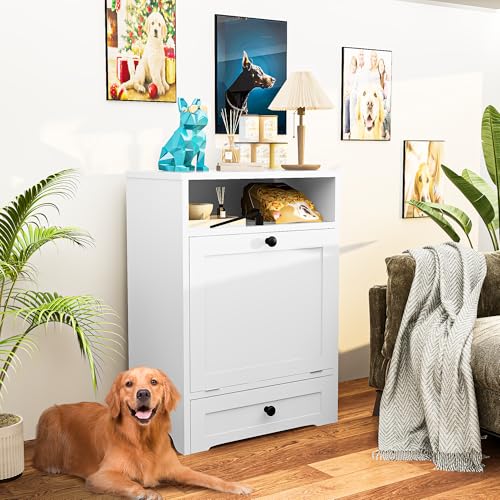 Brown Pet Food Cabinet with 2 Raised Dog Bowls Z672596