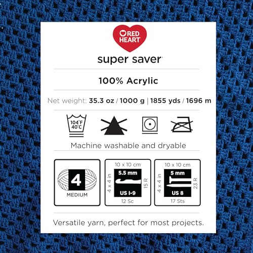 Red Heart Cherry Super Saver Jumbo Yarn, 1 Pack, 2232 Foot S11736