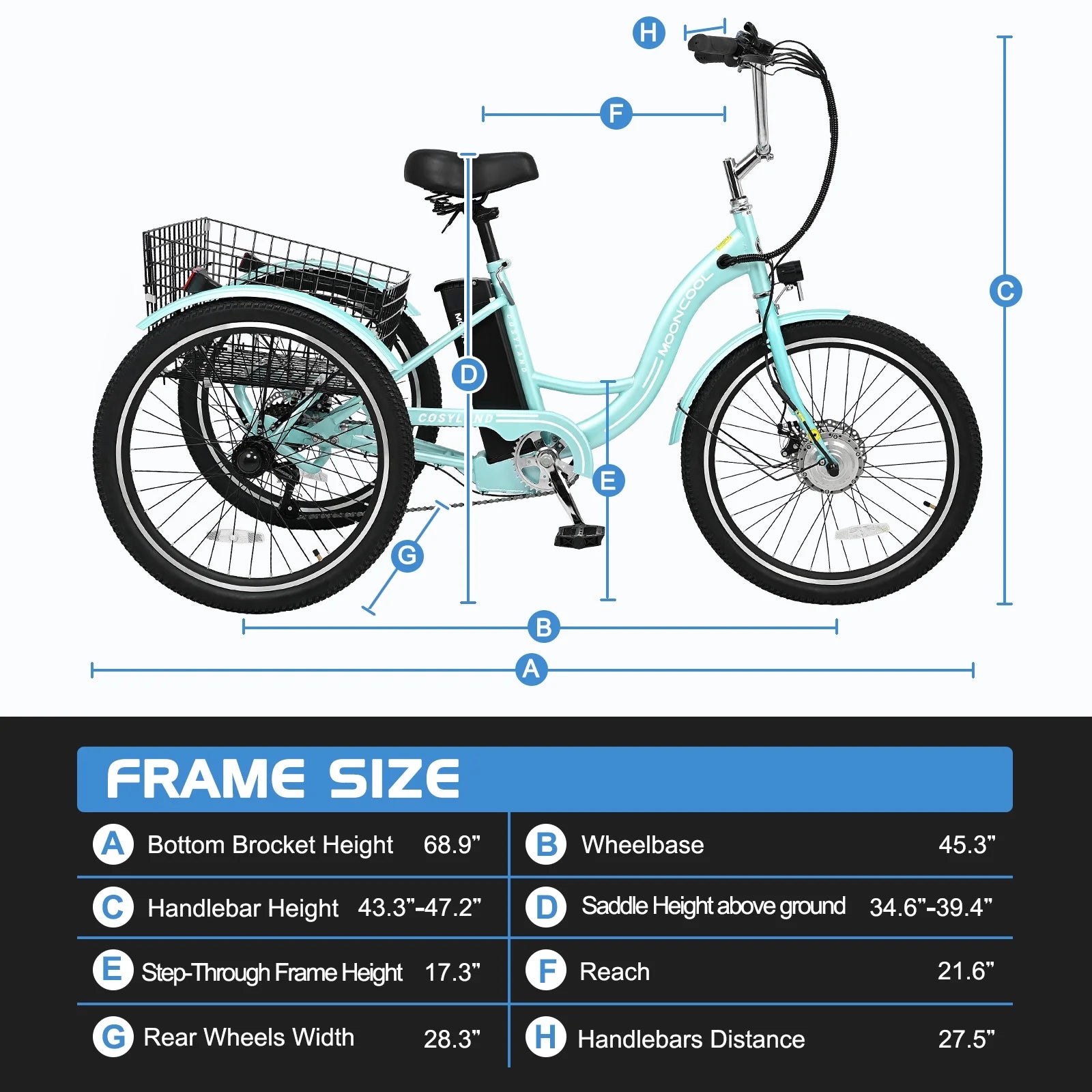 3 Wheel Electric Tricycle with Removable Lithium Battery G421850