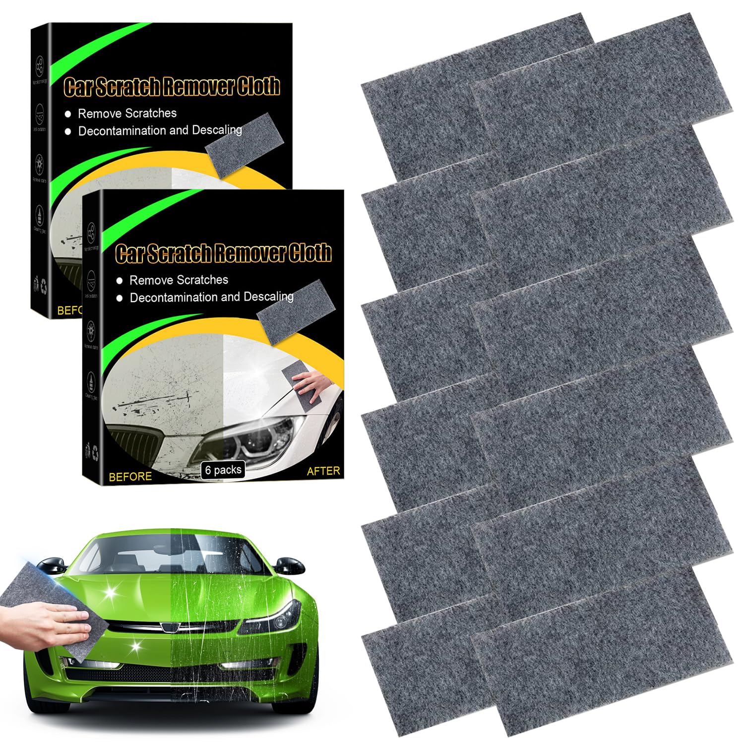 12 Pcs Nano Sparkle Car Scratch Remover Cloth A6112