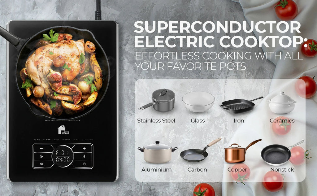 Portable Electric Cooktop Stainless Steel Microcrystalline Glass Q324