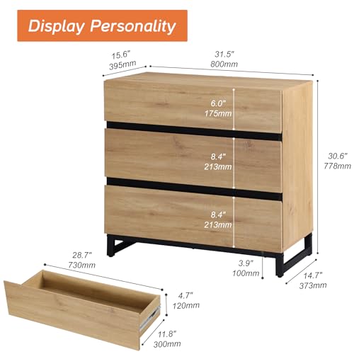 Brown Buffet Cabinet with 3 Drawers and Metal Base G2808