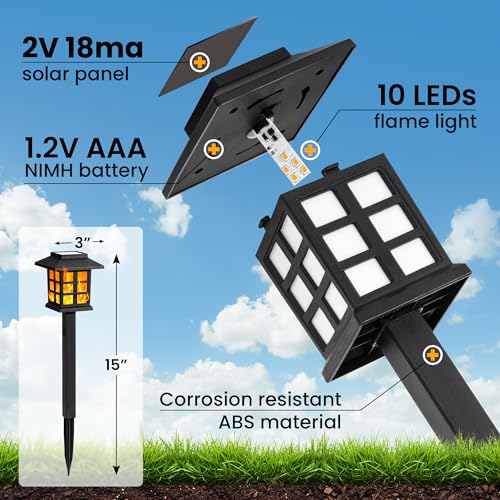 8 Pack Flickering Flame LED Solar Outdoor Lights S916
