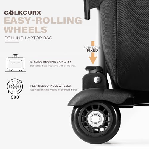 Black Rolling Laptop Bag with Wheels E409