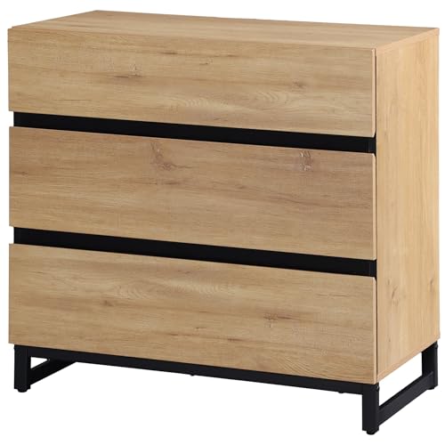 Brown Buffet Cabinet with 3 Drawers and Metal Base G2808