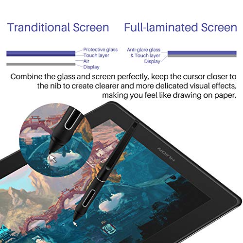 13.3inch Graphics Drawing Tablet with Screen Full-Laminated Pen Display Black W847346