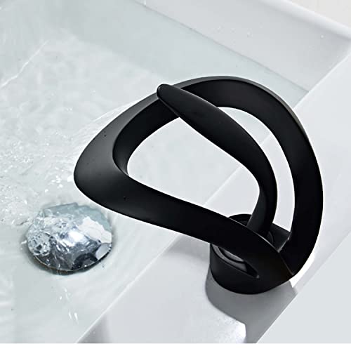 Black Solid Brass Single Handle 1-Hole Bathroom Vessel Sink Faucet H102826