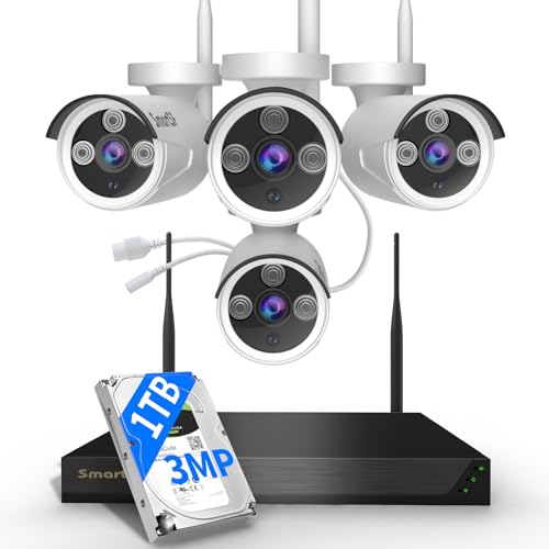 10CH 5MP NVR with 4 3MP Cameras, 1TB HDD, Night Vision, Motion Detection, Indoor/Outdoor Video Surveillance R197248