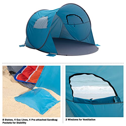 Blue Pop Up Beach Tent Sun Shelter with UV Protection V532750