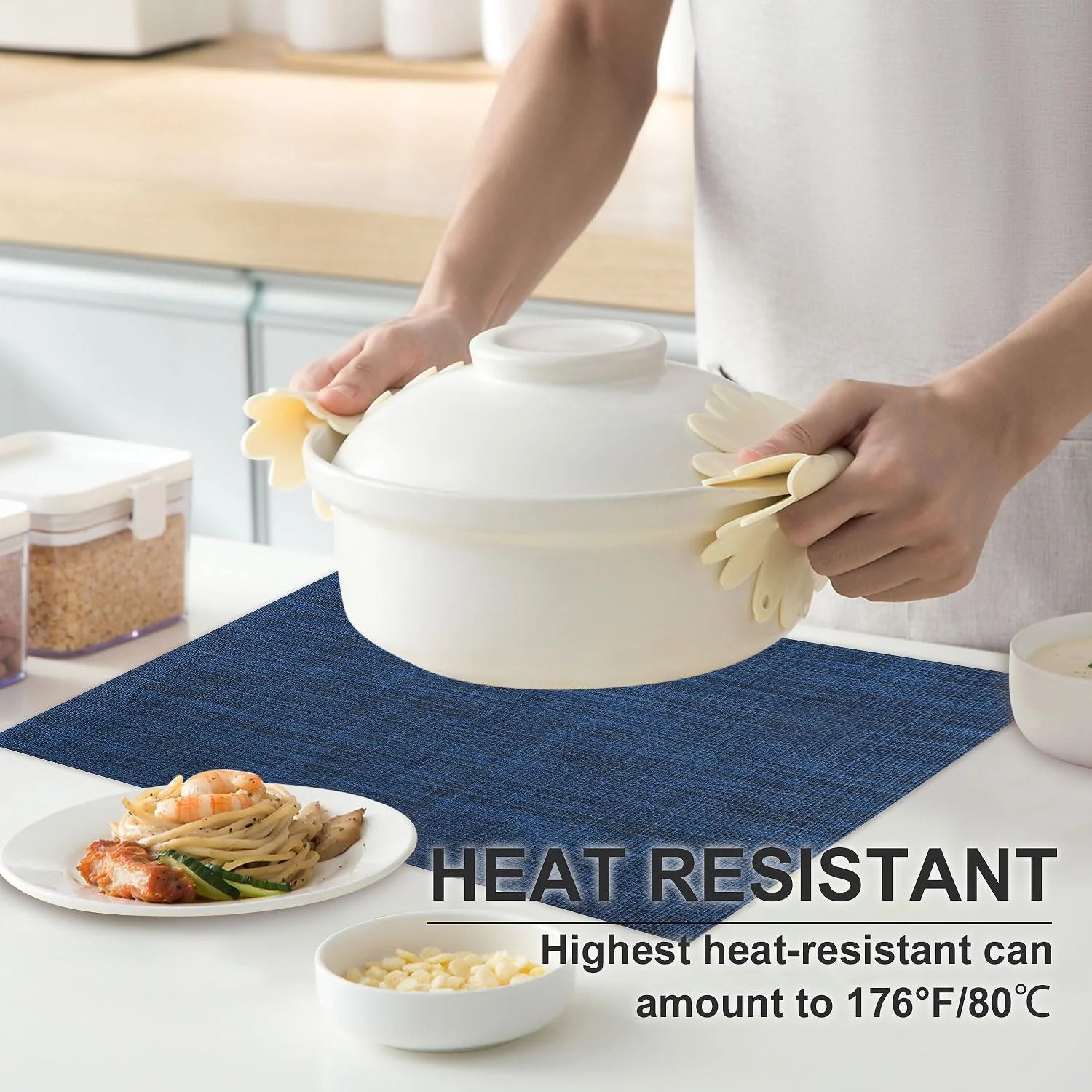 Navy Blue PVC Woven Placemats Set of 4 D4169