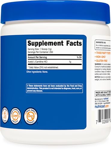 Acetyl L-Carnitine Powder 250 Grams J9368