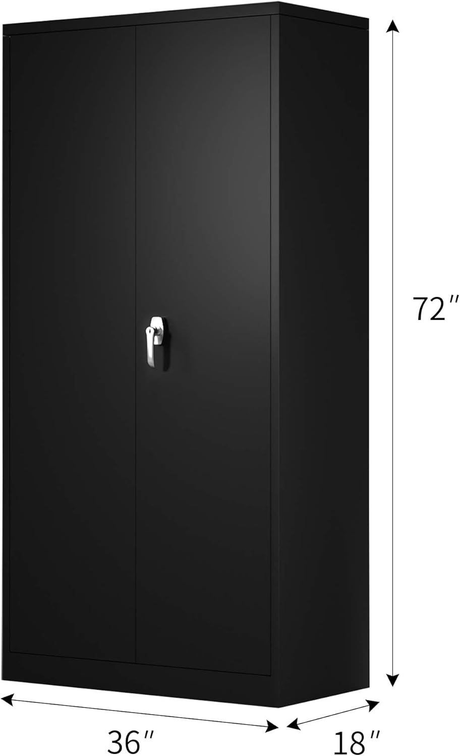 Black Metal Storage Cabinet with Locking Doors and 4 Adjustable Shelves E854