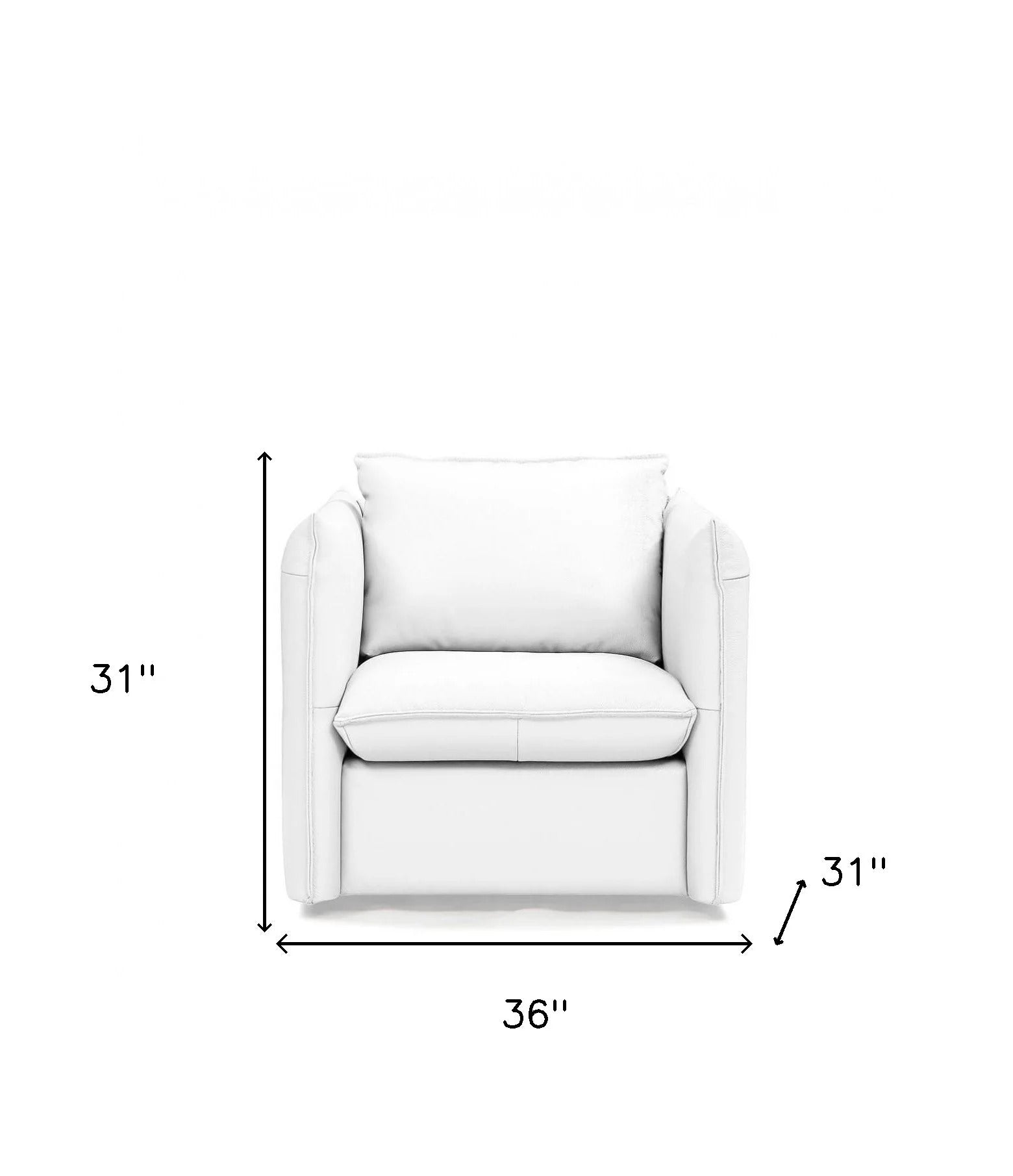 White Genuine Leather Swivel Accent Chair I777824