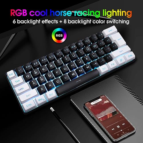 Wired Compact Mechanical Gaming Keyboard 61 Keys RGB LED Backlight U31275