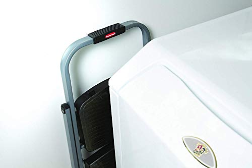 White 3-step Folding Step-stool with Hand Grip and Plastic Steps T142334
