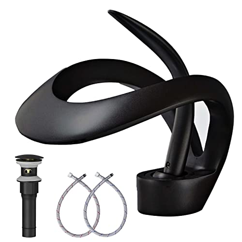 Black Solid Brass Single Handle 1-Hole Bathroom Vessel Sink Faucet H102826