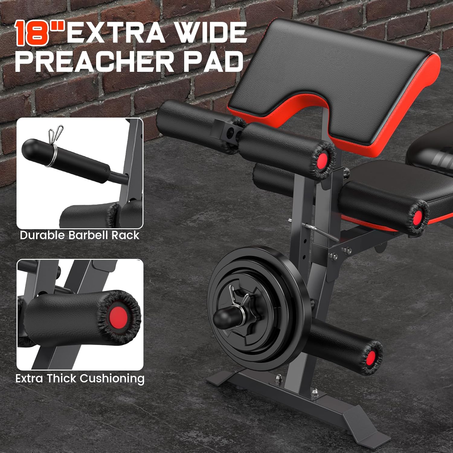 800lbs Load Adjustable Weight Bench with Leg Extension and Preacher Pad H757169