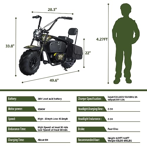 Green Electric Mini Bike with 36V Battery 1000W Motor T156886