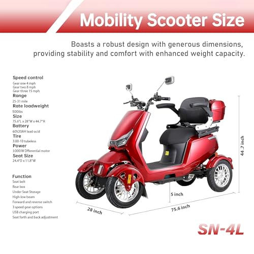 Silver 4 Wheel Mobility Scooter 500lbs Loadweight 31 Mile Long Range Battery K563736