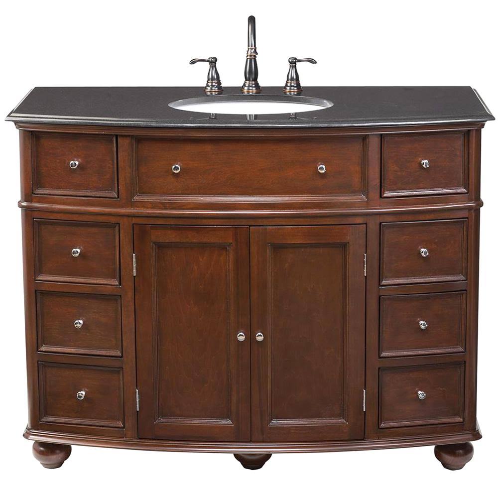 45 in. W x 22 in. D Bath Vanity in Sequoia with Granite Vanity Top in Black Y7409