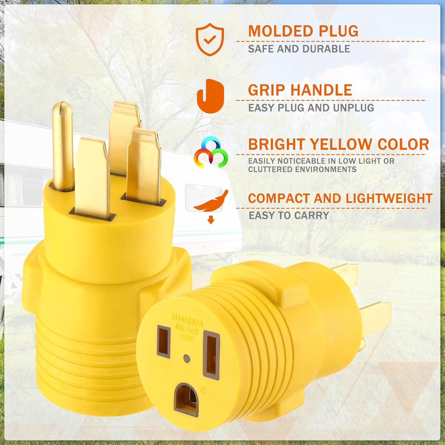 Welder Adapter, NEMA 14-50P Male to 6-50R Female, 50 Amp 4 Prong to 3 Prong M4025