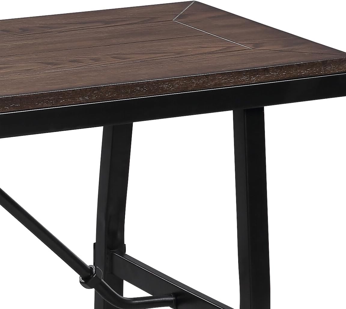 Oak and Black Rectangle Bench O92181