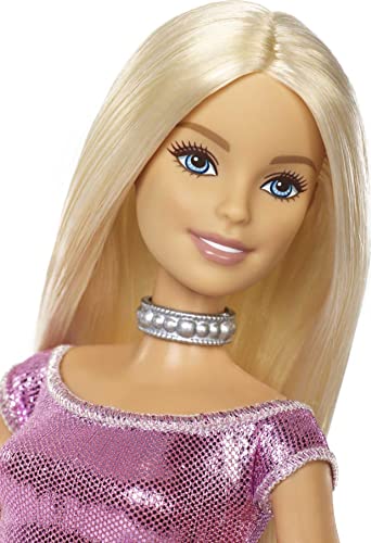 Blonde Hair Blue Eyes Doll with Pink Glitter Party Dress C289931