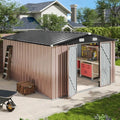 12x10 FT Brown Metal Steel Storage Shed Q300