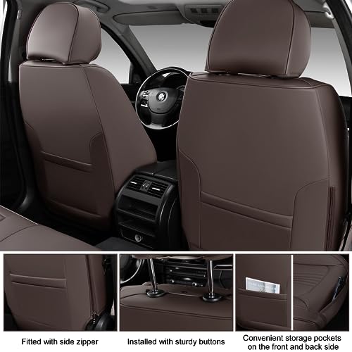 Black&Navy Waterproof Leather Car Seat Covers Full Set K1628