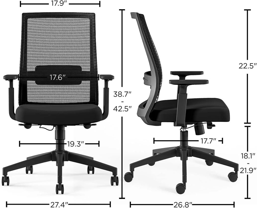 Black Fabric Mesh Swivel Task Chair, 2/Pack F152831