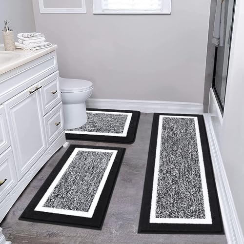 Non-Slip Absorbent Microfiber Bathroom Rug Set 2 Piece D7618