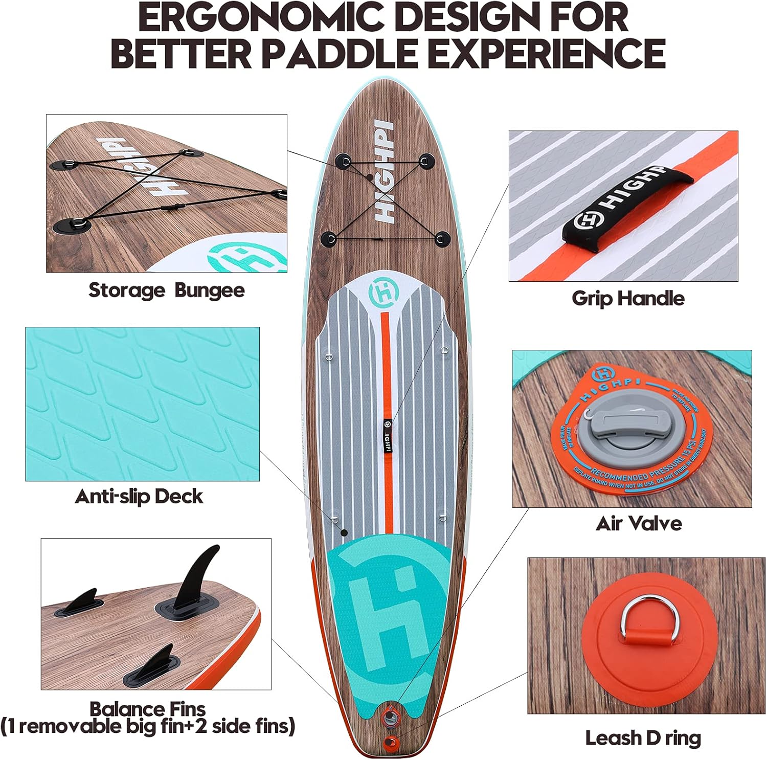 Inflatable Stand Up Paddle Board with Backpack, Pump, Paddle, Leash N55417