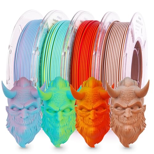 Silk PLA 3D Printer Filament Bundle, Dual Color 1.75mm, 4 Spools 200g Each B788170