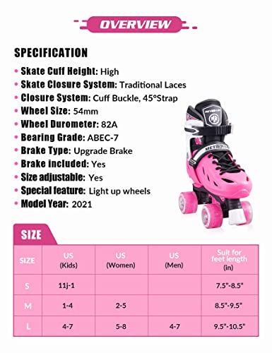 Adjustable Roller Skates with Light up Wheels D570431