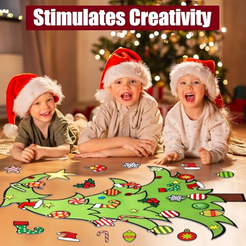 Felt Christmas Tree Ornaments Wall Hanging Xmas Tree Crafts Kit 30 Ornaments 3.12 FT A69845