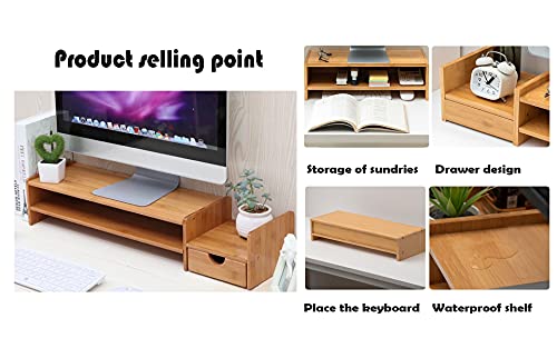 Bamboo 2 Tier Laptop Stand With Drawers P8316