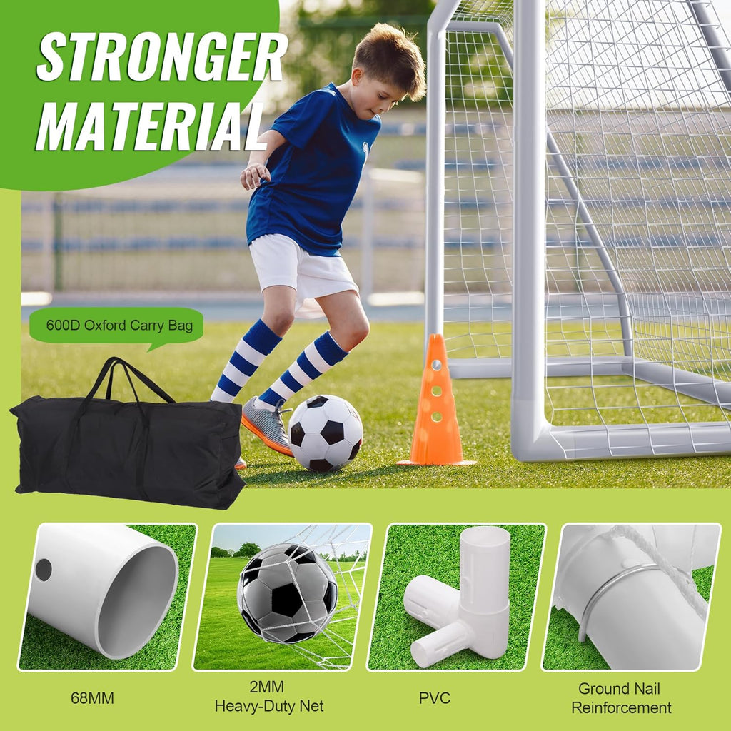 8x5ft Weatherproof PVC Soccer Goal with Carry Bag Z32537