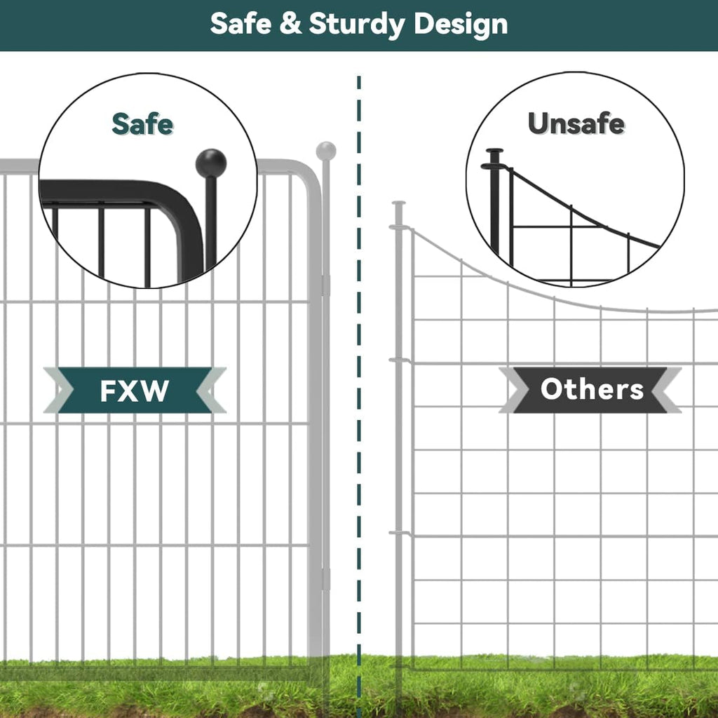 Black 7 Panels+1 Gate Metal Fence W769