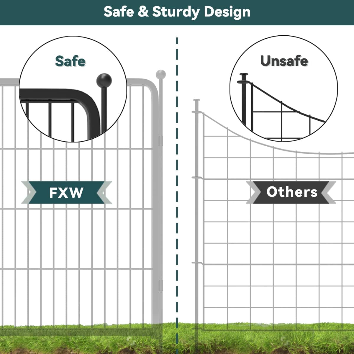 Black 7 Panels+1 Gate Metal Fence W769