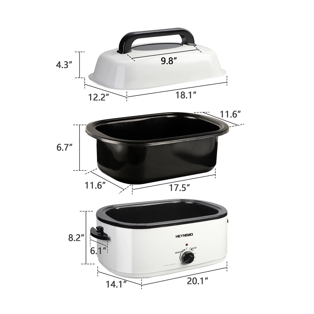 White 26 Quart Stainless Steel Electric Roaster Oven U627667