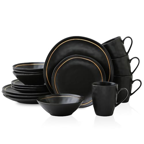Black Porcelain Dinnerware Set, 16-Piece, Service For 4 X22042